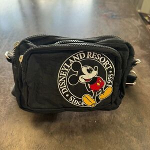 Disney Parks Crossbody Belt Bag Convertible Purse Black Embroidered Mickey